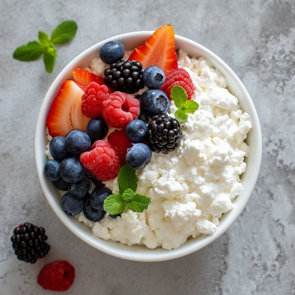 Cup of Greek Yogurt with Raspberries & Blueberries